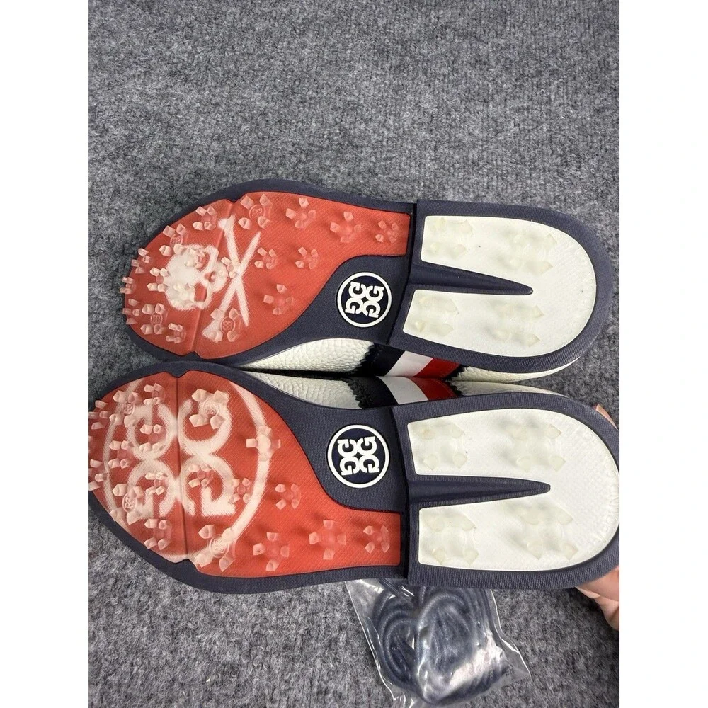 G/FORE G.112 Women’s Leather Saddle‑Stripe Golf Shoes–White/Navy/Red–Sz 5.5 New